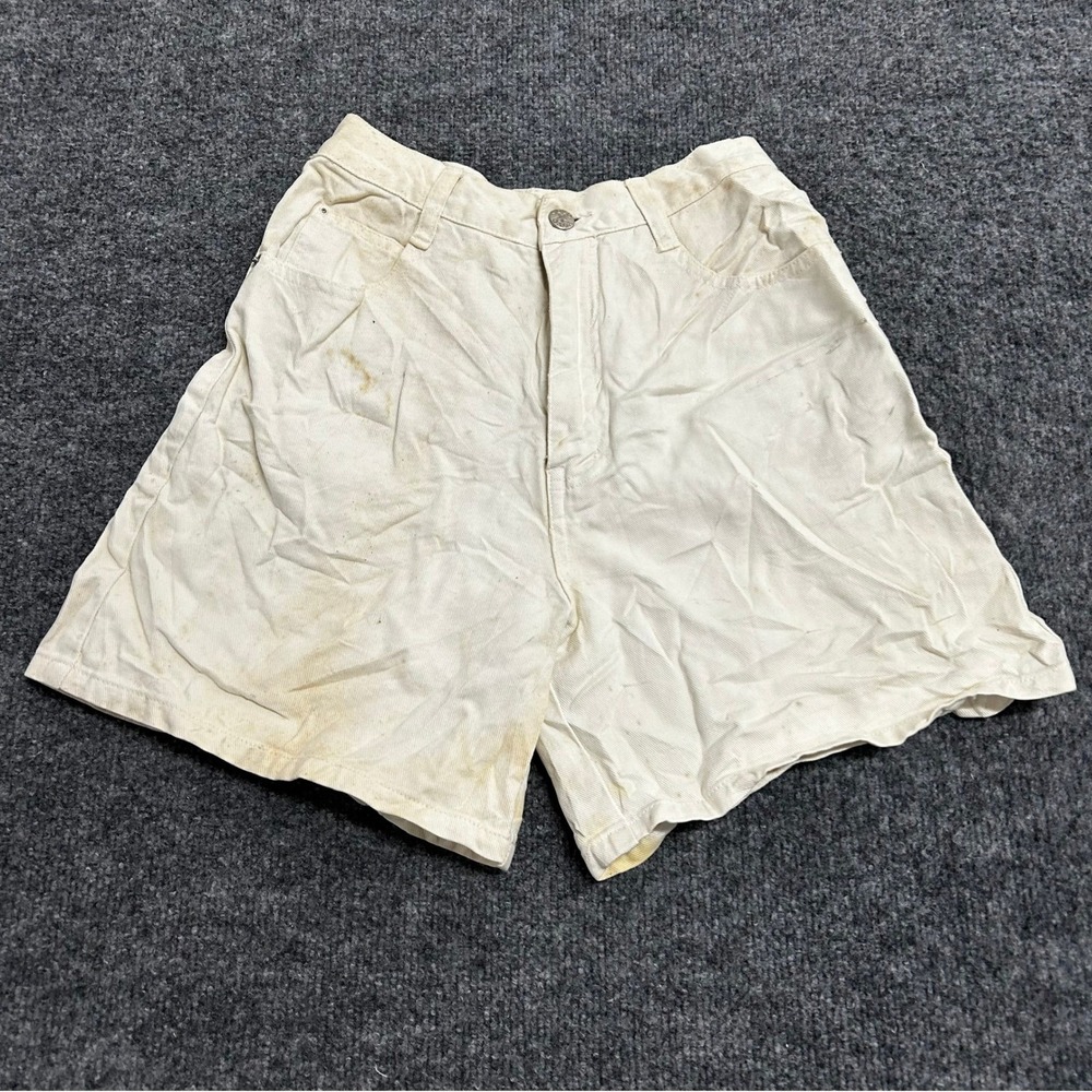Yoyo Jeans Shorts Womens Size 5 Cream Cotton High Waisted Denim Stained Vintage